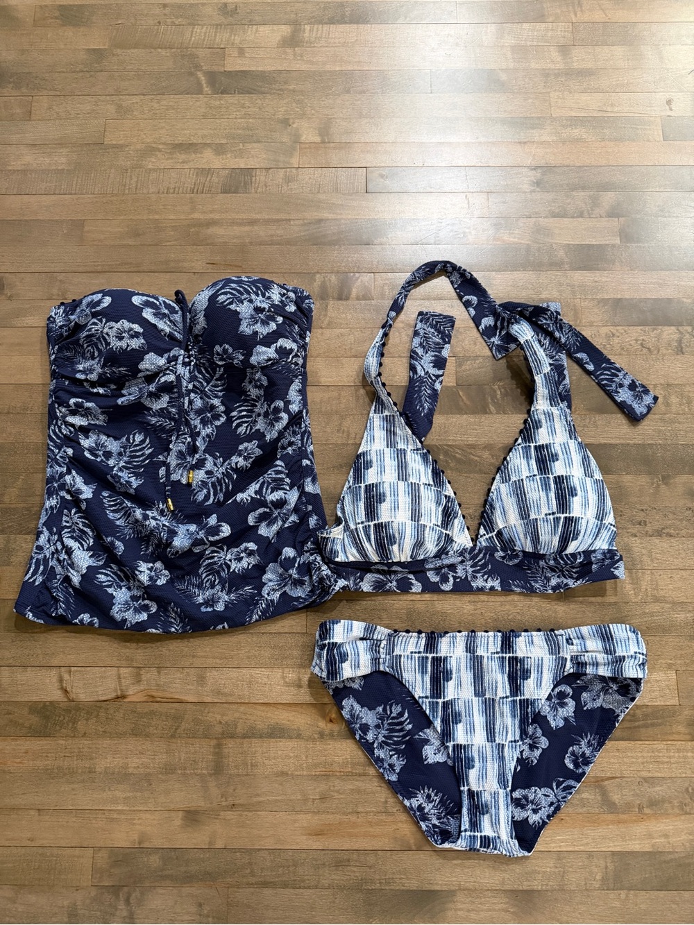 Tommy Bahama Navy and White Floral Mix-Match Bikini Set